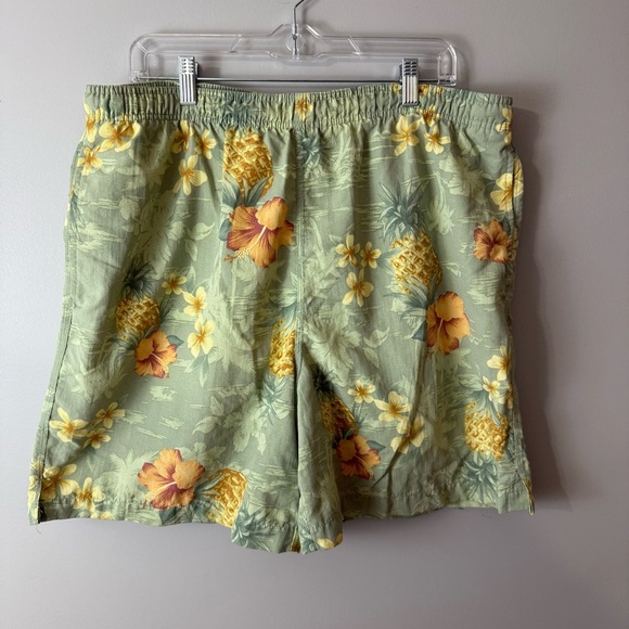 Breakwater Green and Yellow Swim Trunks with Drawstring Waistband Floral Print M - Picture 2 of 9